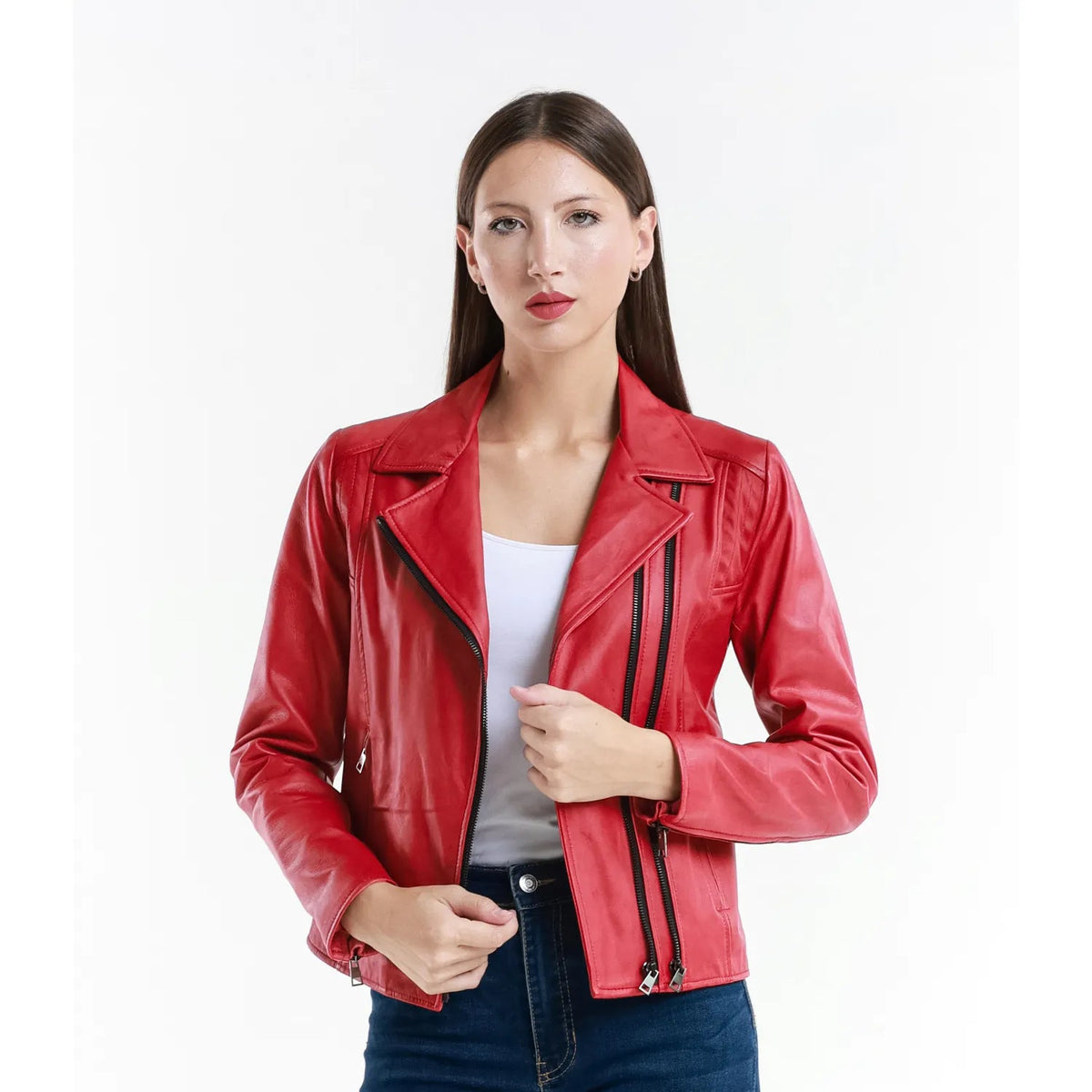 Leather jacket Made in Italy NLLP01 - 6 / – Red цвет / color | Lexline Fashion