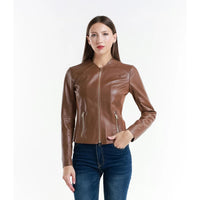 Leather jacket Made in Italy NLLP01 - 8 / – Cappuccino цвет / color | Lexline Fashion