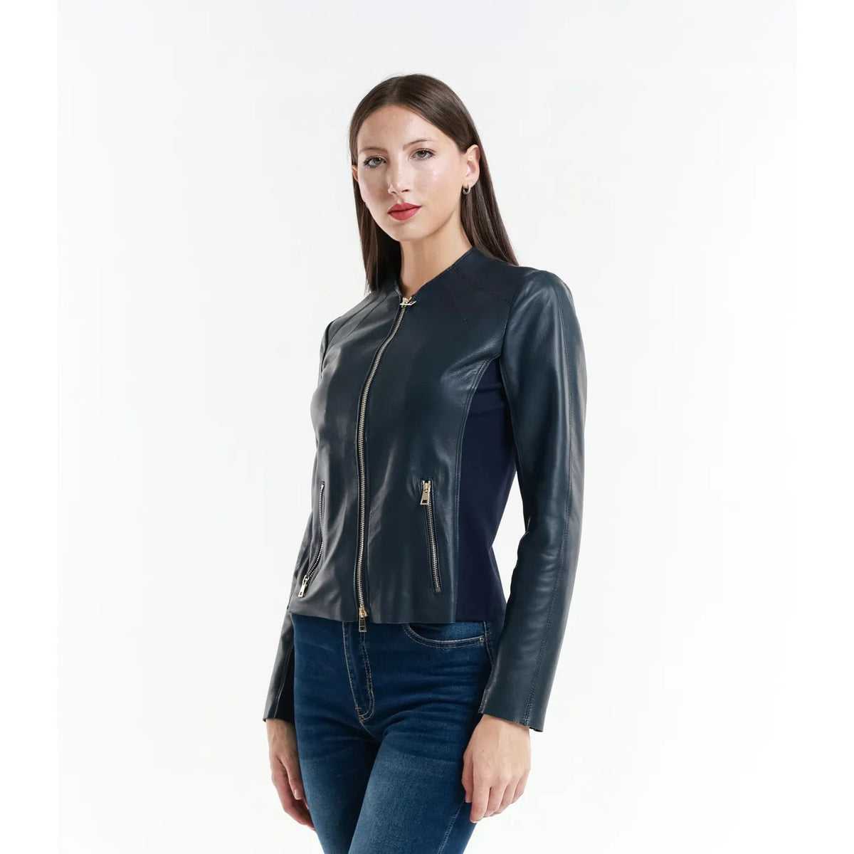 Leather jacket Made in Italy NLLP01 - 8 / – Dark blue цвет / color | Lexline Fashion