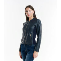 Leather jacket Made in Italy NLLP01 - 8 / – Dark blue цвет / color | Lexline Fashion