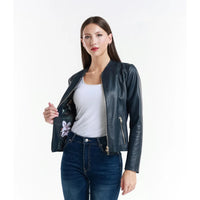 Leather jacket Made in Italy NLLP01 - 8 / – Dark blue цвет / color | Lexline Fashion