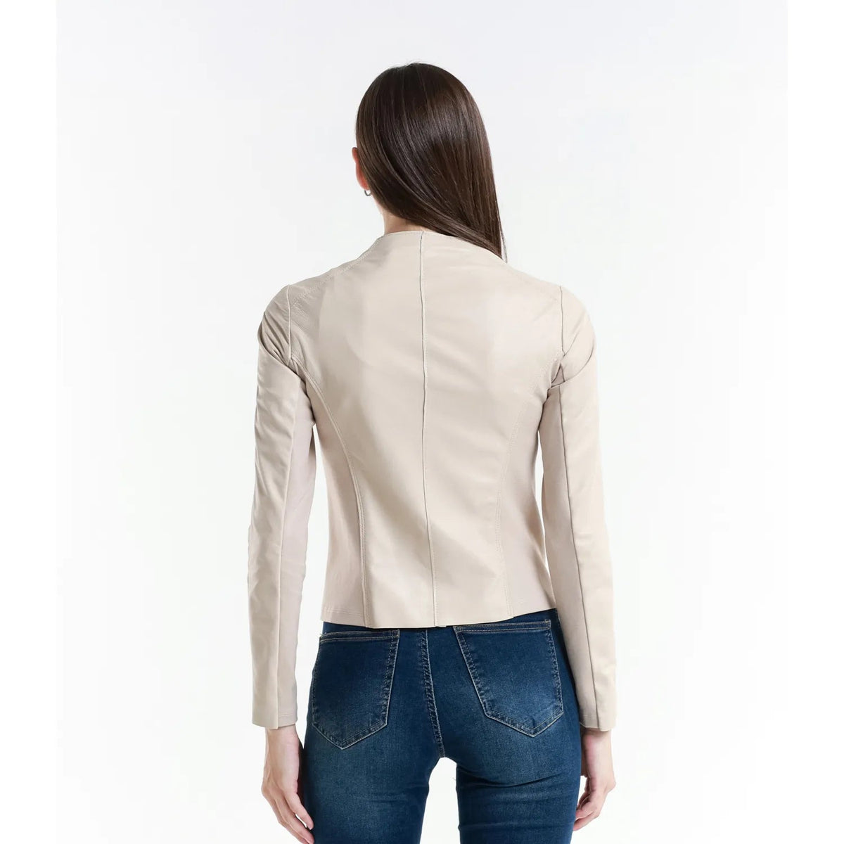 Leather jacket Made in Italy NLLP01 - 8 / – Light || Beige цвет / color | Lexline Fashion