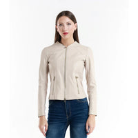 Leather jacket Made in Italy NLLP01 - 8 / – Light || Beige цвет / color | Lexline Fashion