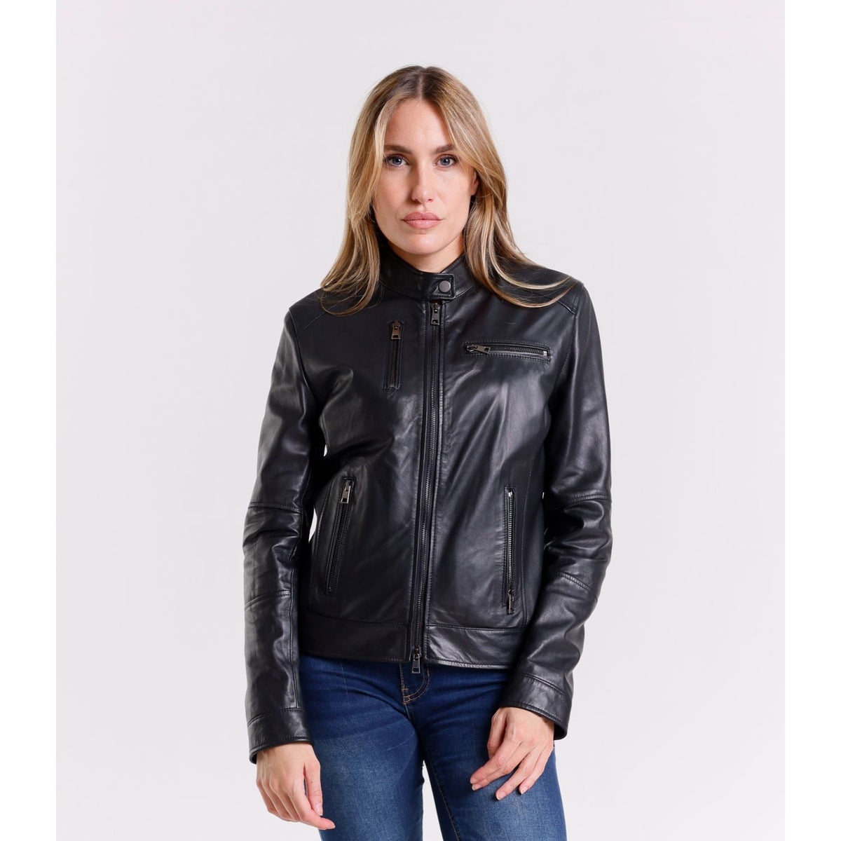 Leather Women's Jacket Made in Italy NLLP01 - 001 / – Black цвет / color | Lexline Fashion