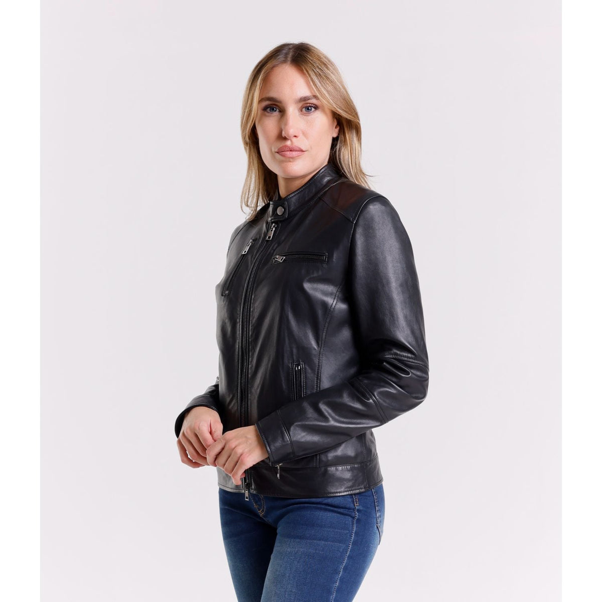 Leather Women's Jacket Made in Italy NLLP01 - 001 / – Black цвет / color | Lexline Fashion