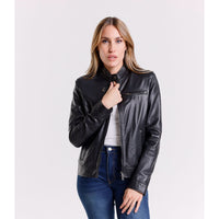 Leather Women's Jacket Made in Italy NLLP01 - 001 / – Black цвет / color | Lexline Fashion