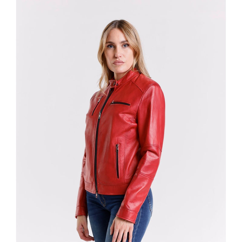 Leather Women's Jacket Made in Italy NLLP01 - 001 / – Red цвет / color | Lexline Fashion