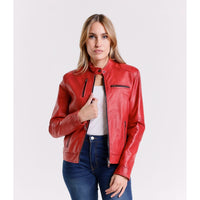 Leather Women's Jacket Made in Italy NLLP01 - 001 / – Red цвет / color | Lexline Fashion