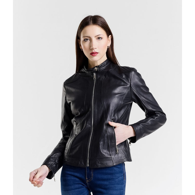 Leather Women's Jacket Made in Italy NLLP01 - 006 / – Black цвет / color | Lexline Fashion
