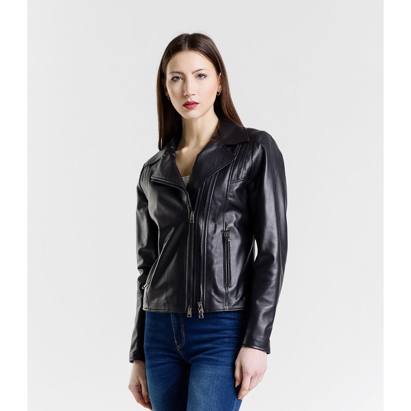 Leather Women's Jacket Made in Italy NLLP01 - 007 / – Black цвет / color | Lexline Fashion