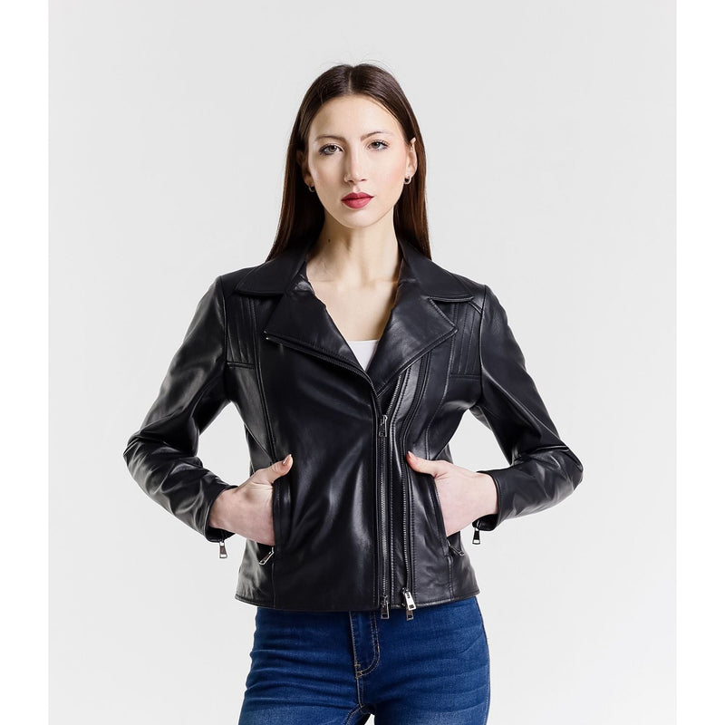 Leather Women's Jacket Made in Italy NLLP01 - 007 / – Black цвет / color | Lexline Fashion
