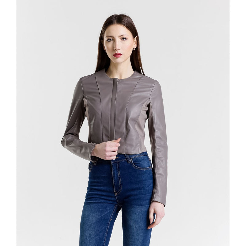 Leather Women's Jacket Made in Italy NLLP01 - 009 / – Grey цвет / color | Lexline Fashion