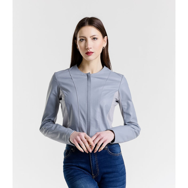 Leather Women's Jacket Made in Italy NLLP01 - 009 / – Light gray цвет / color | Lexline Fashion