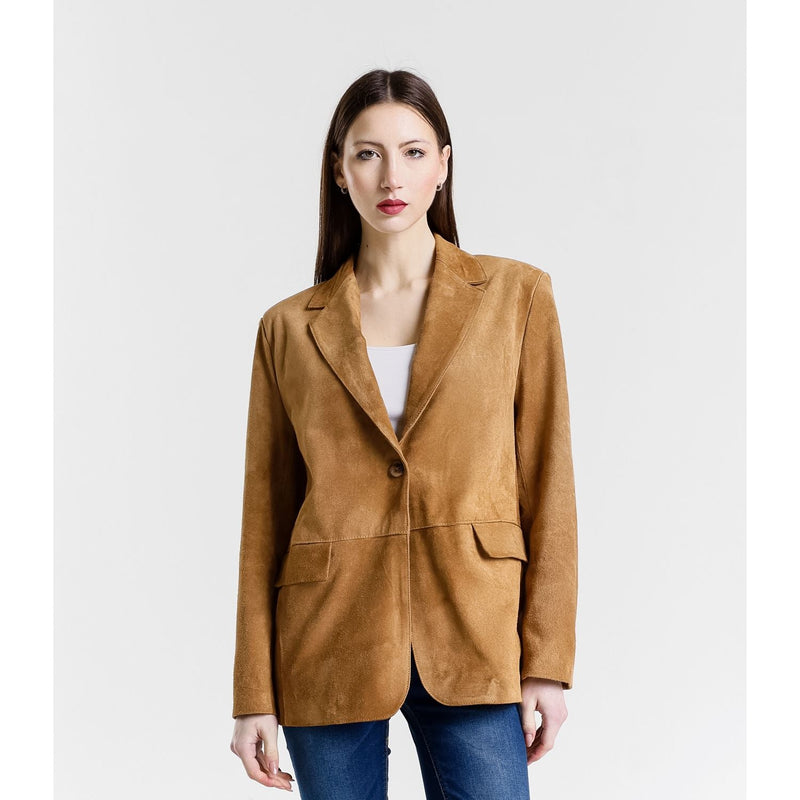 Leather Women's Jacket Made in Italy NLLP01 - 010 / – Camel цвет / color | Lexline Fashion
