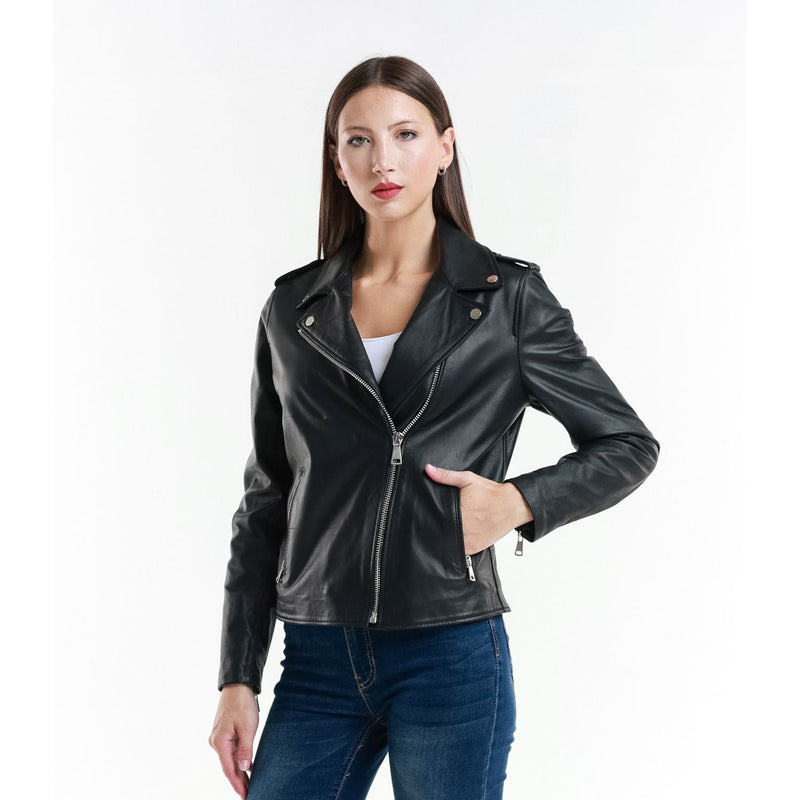 Leather Women's Jacket Made in Italy NLLP01 - 10 / – Black цвет / color | Lexline Fashion