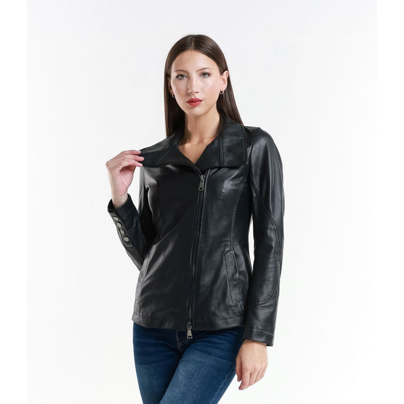 Leather Women's Jacket Made in Italy NLLP01 - 13 / – Black цвет / color | Lexline Fashion