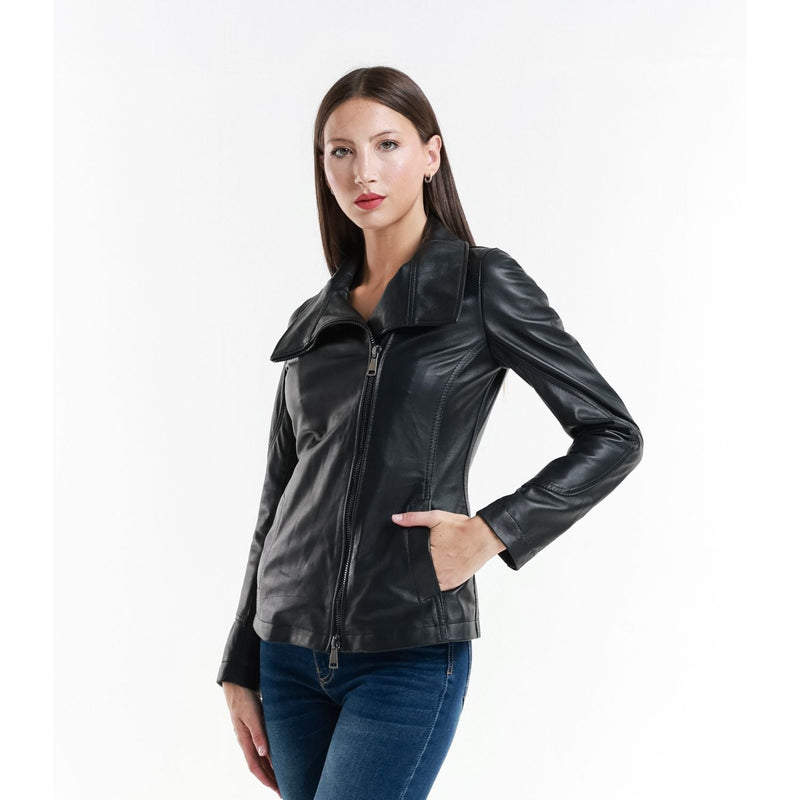 Leather Women's Jacket Made in Italy NLLP01 - 13 / – Black цвет / color | Lexline Fashion