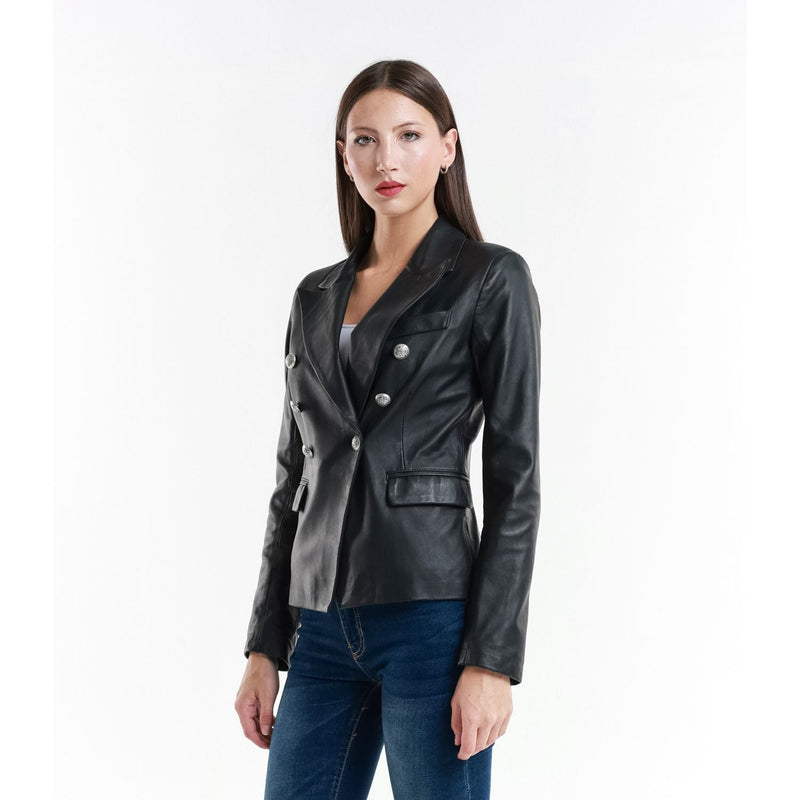 Leather Women's Jacket Made in Italy NLLP01 - 14 / – Black цвет / color | Lexline Fashion