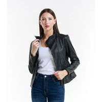 Leather Women's Jacket Made in Italy NLLP01 - 16 / – Black цвет / color | Lexline Fashion