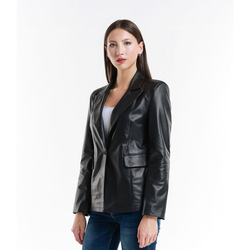 Leather Women's Jacket Made in Italy NLLP01 - 19 / – Black цвет / color | Lexline Fashion