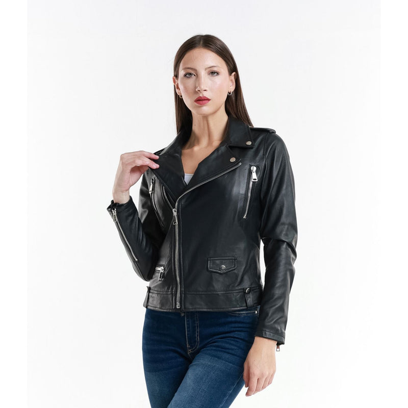 Leather Women's Jacket Made in Italy NLLP01 - 20 / – Black цвет / color | Lexline Fashion