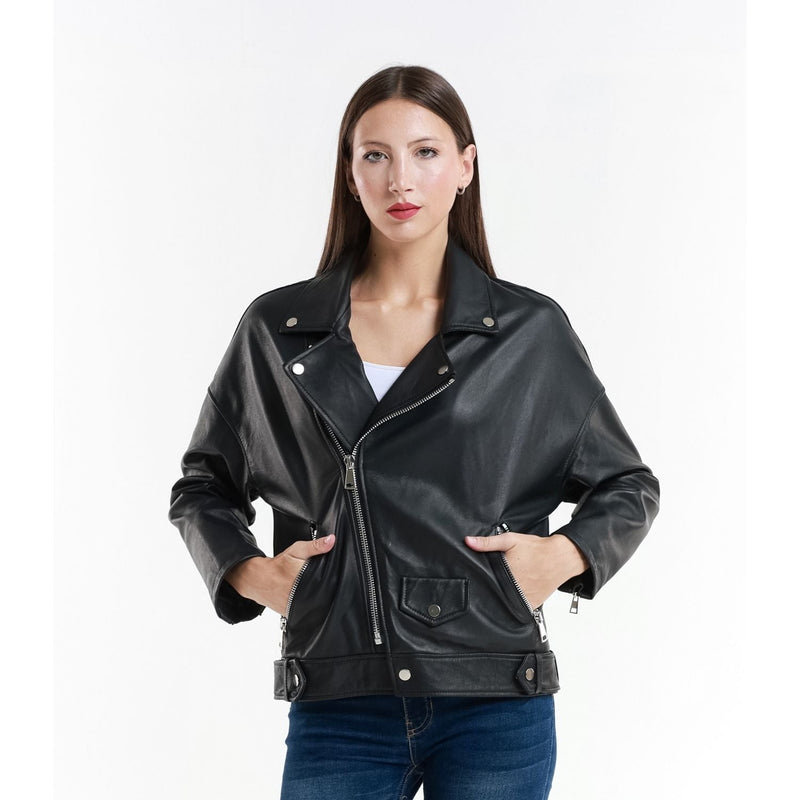 Leather Women's Jacket Made in Italy NLLP01 - 24 / – Black цвет / color | Lexline Fashion