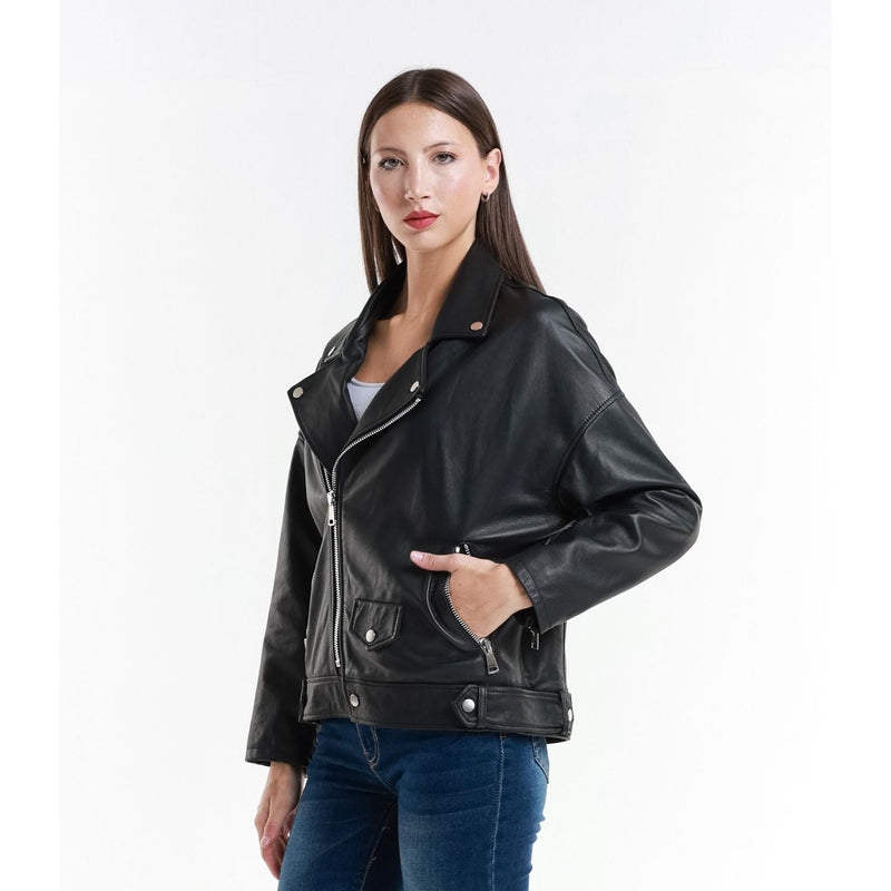 Leather Women's Jacket Made in Italy NLLP01 - 24 / – Black цвет / color | Lexline Fashion
