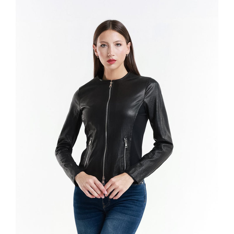 Leather Women's Jacket Made in Italy NLLP01 - 32 / – Black цвет / color | Lexline Fashion