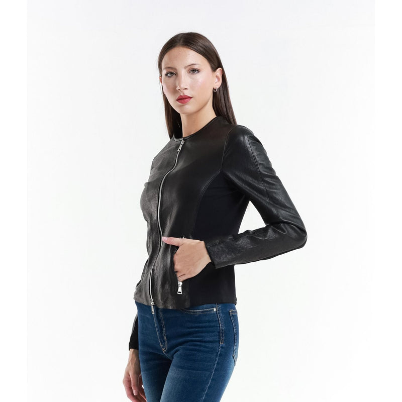 Leather Women's Jacket Made in Italy NLLP01 - 32 / – Black цвет / color | Lexline Fashion