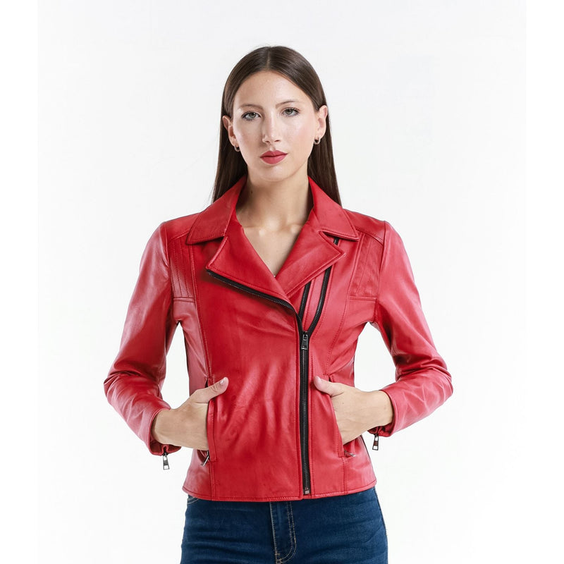Leather Women's Jacket Made in Italy NLLP01 - 6 / – Red цвет / color | Lexline Fashion