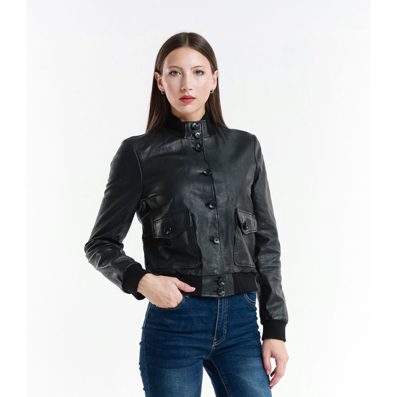 Leather Women's Jacket Made in Italy NLLP01 - 9 / – Black цвет / color | Lexline Fashion