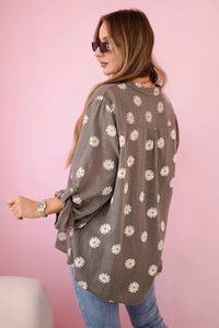 Linen Women's Blouse with Floral Pattern ART22062 / – Fango цвет / color | Lexline Fashion