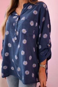 Linen Women's Blouse with Floral Pattern ART22062 / – Jeans цвет / color | Lexline Fashion