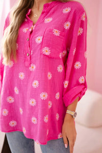 Linen Women's Blouse with Floral Pattern ART22062 / – Pink цвет / color | Lexline Fashion