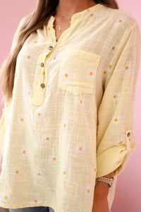 Linen Women's Blouse with Floral Pattern ART22062 / – Yellow цвет / color | Lexline Fashion