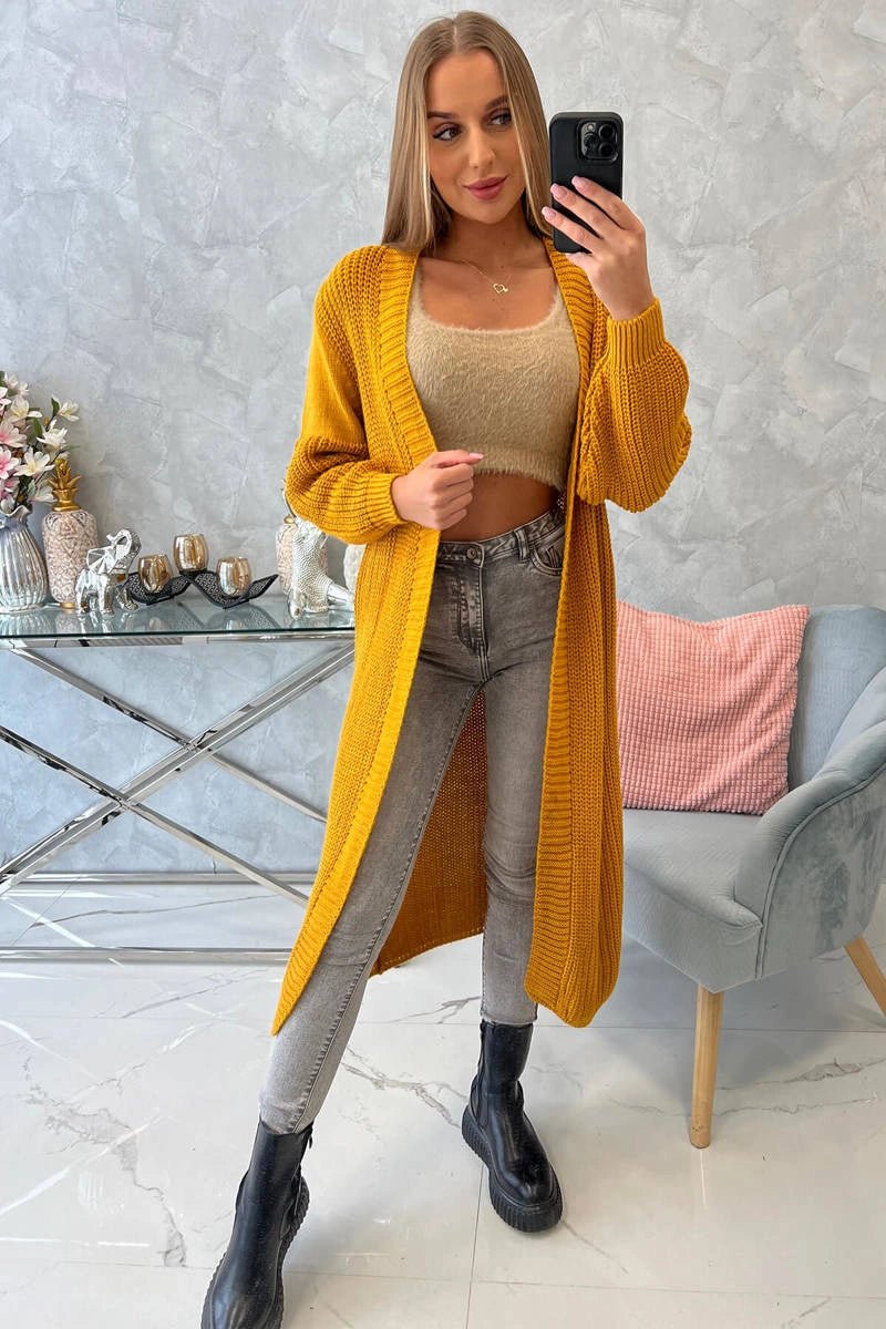 Long cardigan 2019 - 2 / – Mustard цвет / color | Lexline Fashion