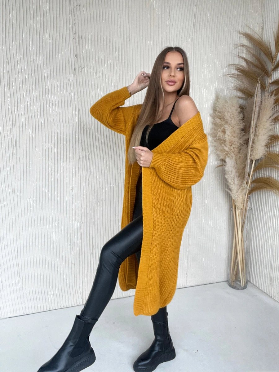 Long cardigan 2019 - 2 / – Mustard цвет / color | Lexline Fashion