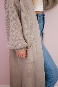Long cardigan IT - 8 / – Dark || beige цвет / color | Lexline Fashion