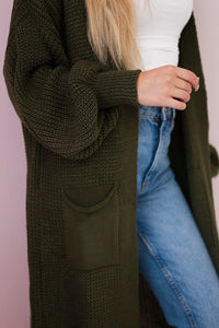 Long cardigan IT - 8 / – Khaki цвет / color | Lexline Fashion