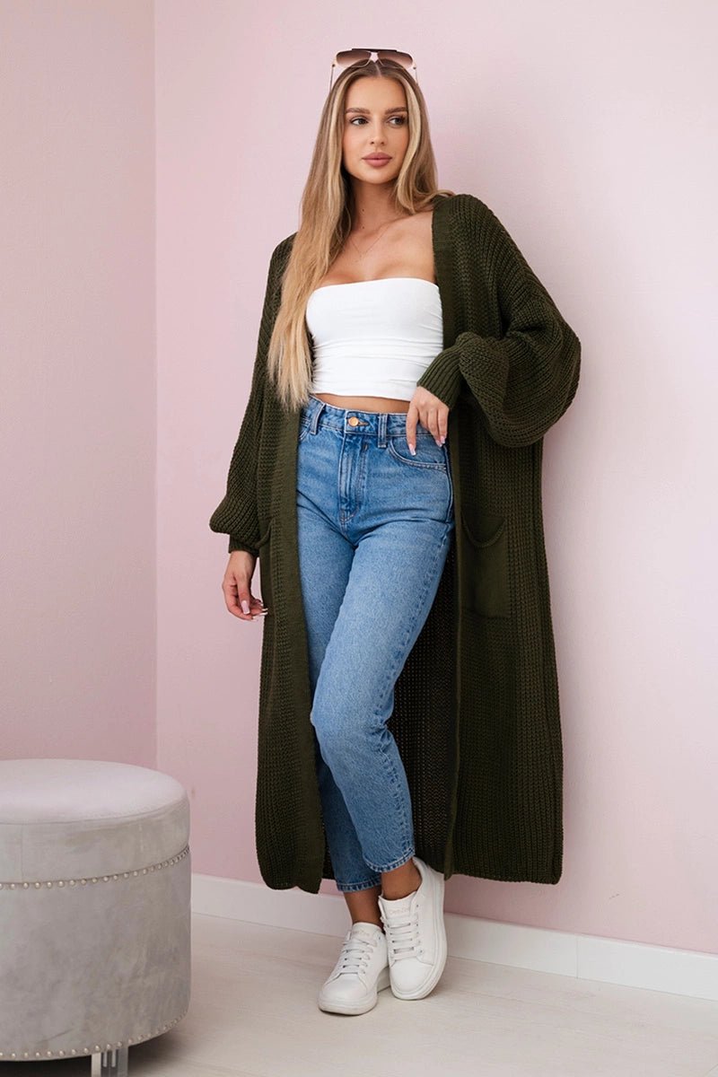 Long cardigan IT - 8 / – Khaki цвет / color | Lexline Fashion