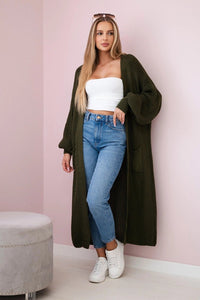 Long cardigan IT - 8 / – Khaki цвет / color | Lexline Fashion
