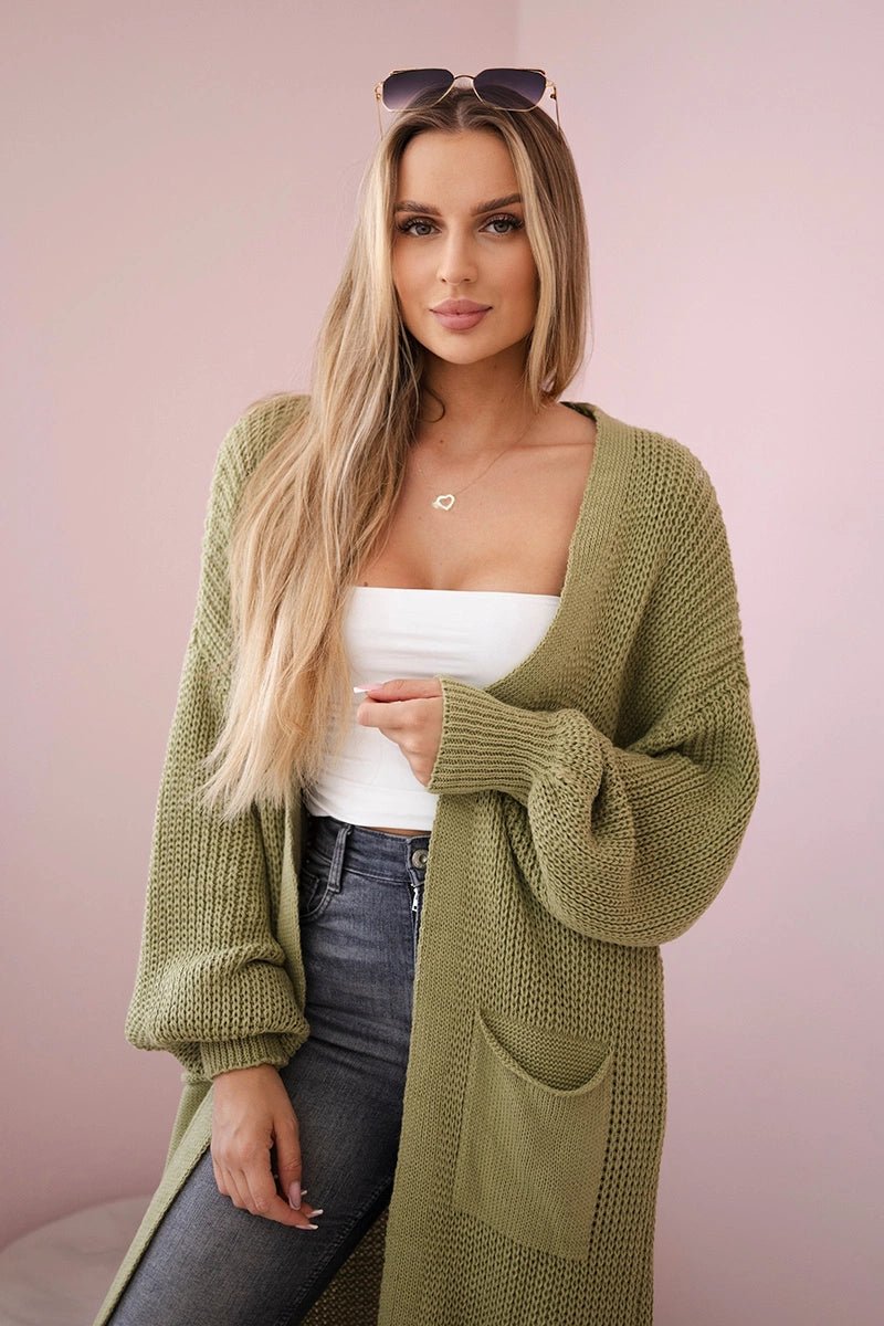 Long cardigan IT - 8 / – Khaki || Light цвет / color | Lexline Fashion