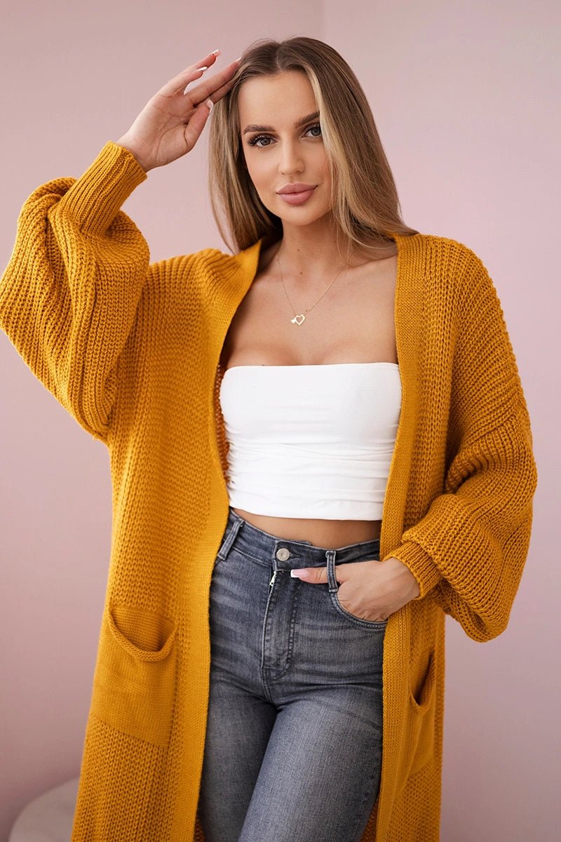 Long cardigan IT - 8 / – Mustard цвет / color | Lexline Fashion
