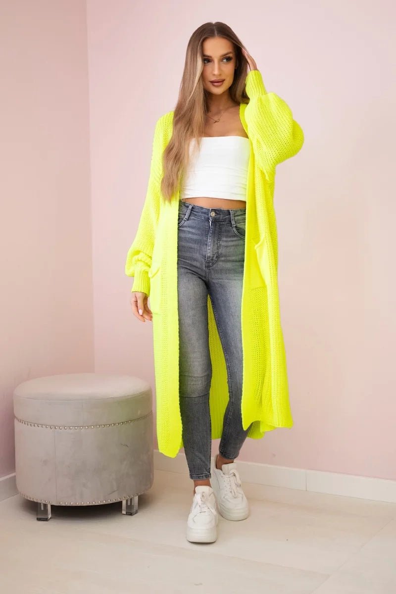 Long cardigan IT - 8 / – Yellow neon цвет / color | Lexline Fashion