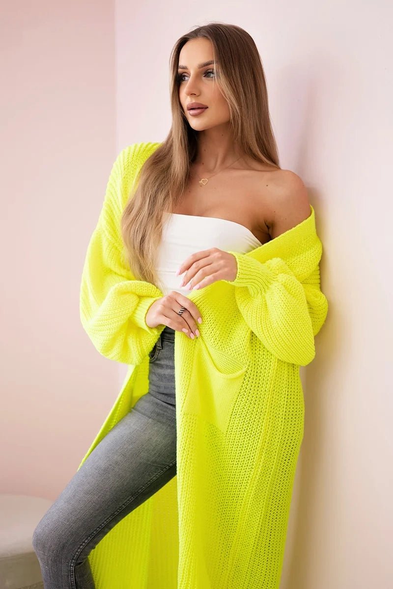Long cardigan IT - 8 / – Yellow neon цвет / color | Lexline Fashion