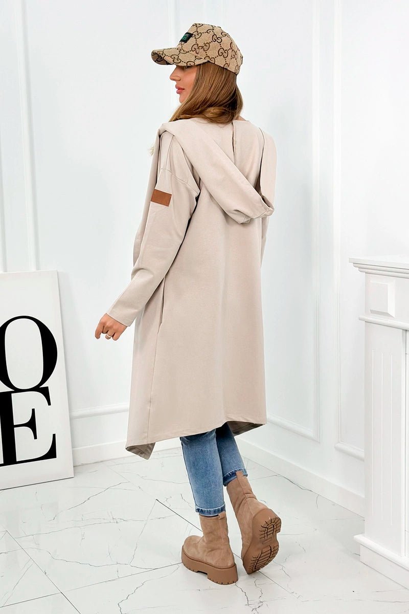 Long cardigan with hood 9077 / – Beige цвет / color | Lexline Fashion