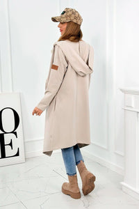 Long cardigan with hood 9077 / – Beige цвет / color | Lexline Fashion