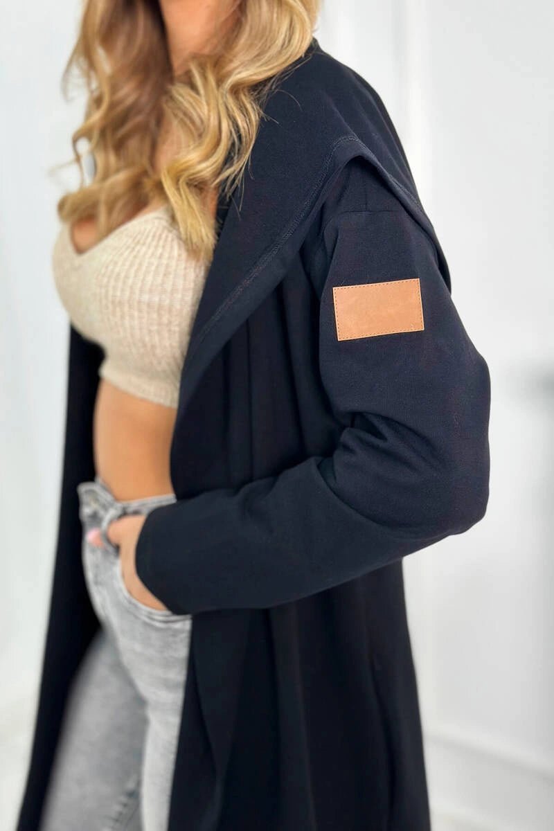 Long cardigan with hood 9077 / – Black цвет / color | Lexline Fashion