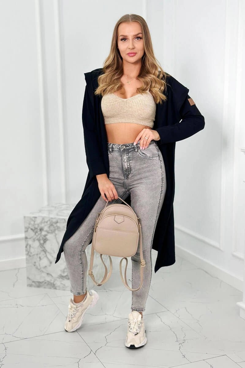 Long cardigan with hood 9077 / – Black цвет / color | Lexline Fashion