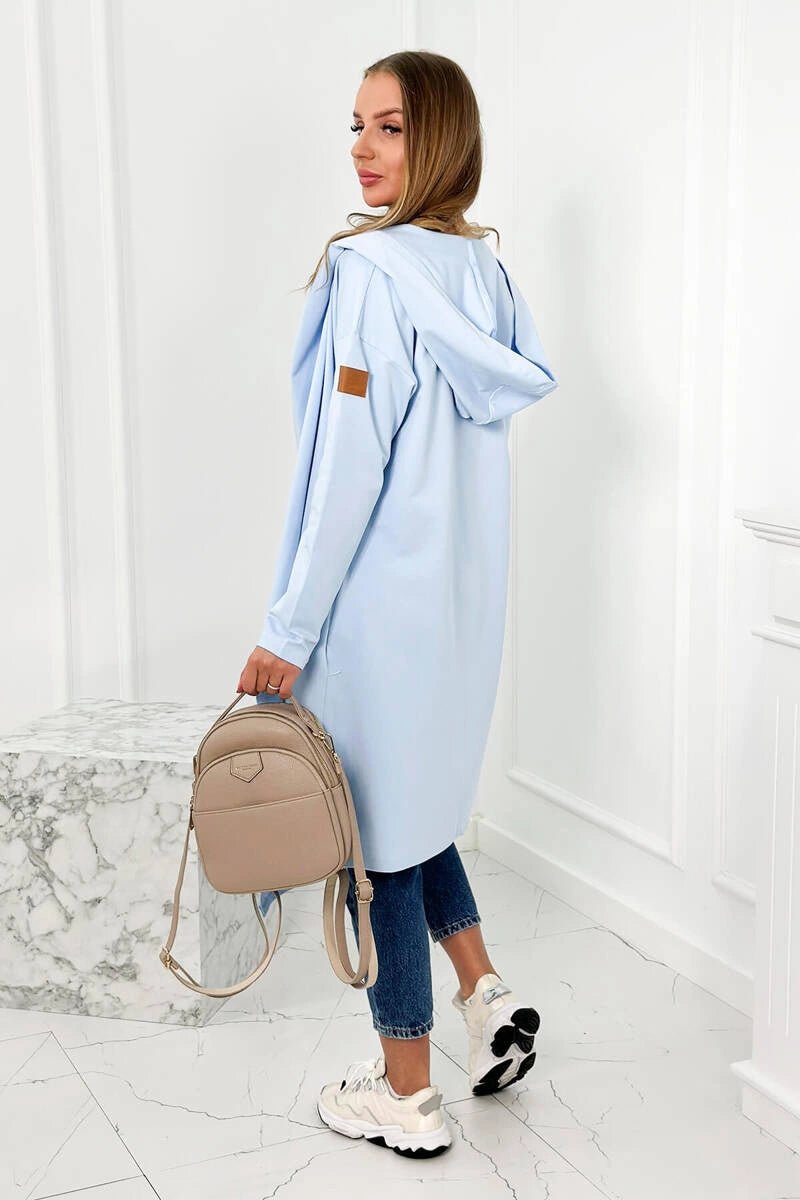 Long cardigan with hood 9077 / – Blue цвет / color | Lexline Fashion